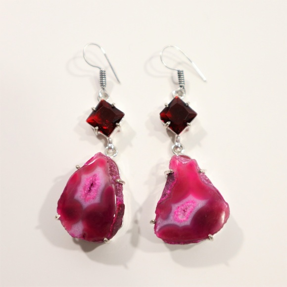 Solar Quartz Druzy Garnet Ethnic & .925 Silver - Picture 4 of 4